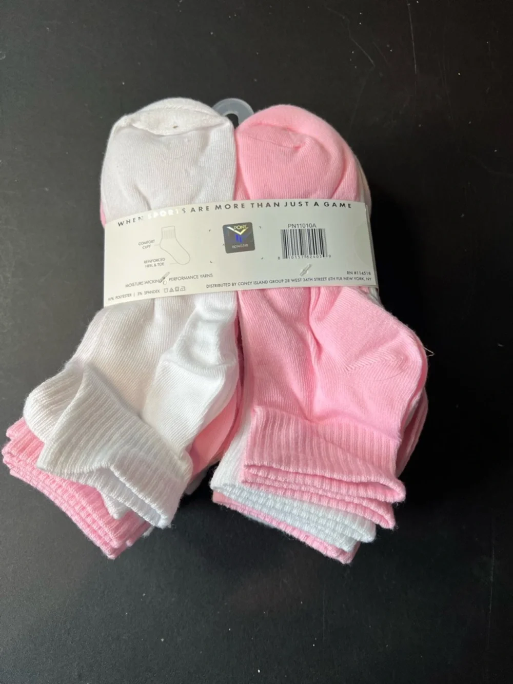 Pony Girls' White & Pink Ankle Athletic Socks 20 Pairs